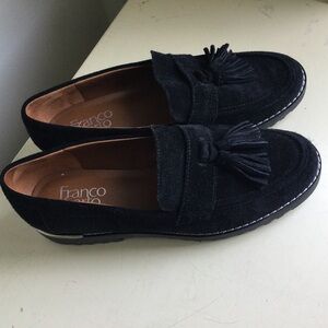 Franco Sarto Black Suede Tassel Loafers - Women's
